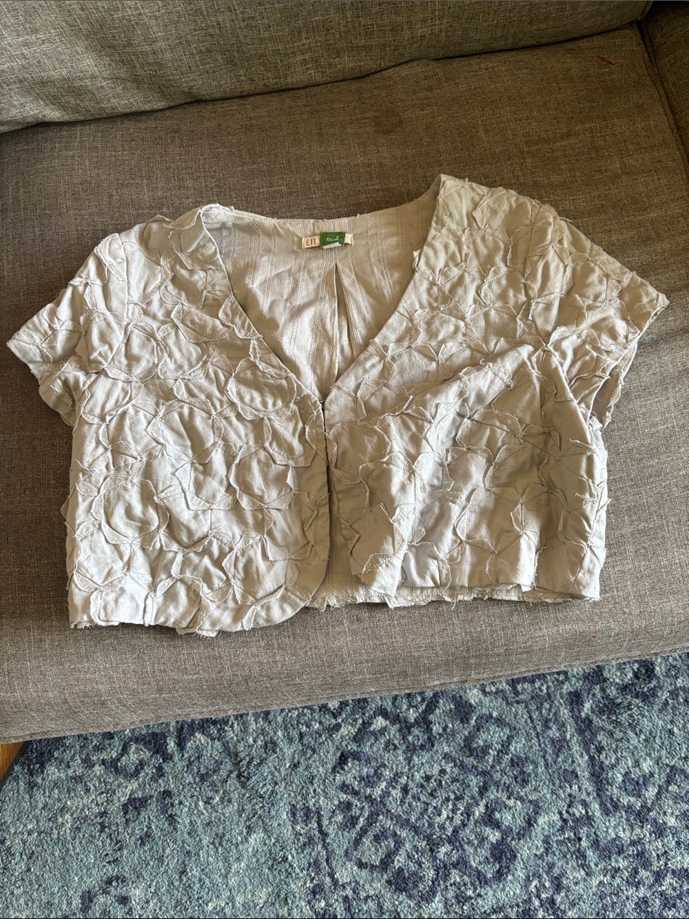 Anthropologie Light Beige Textured Crop Jacket